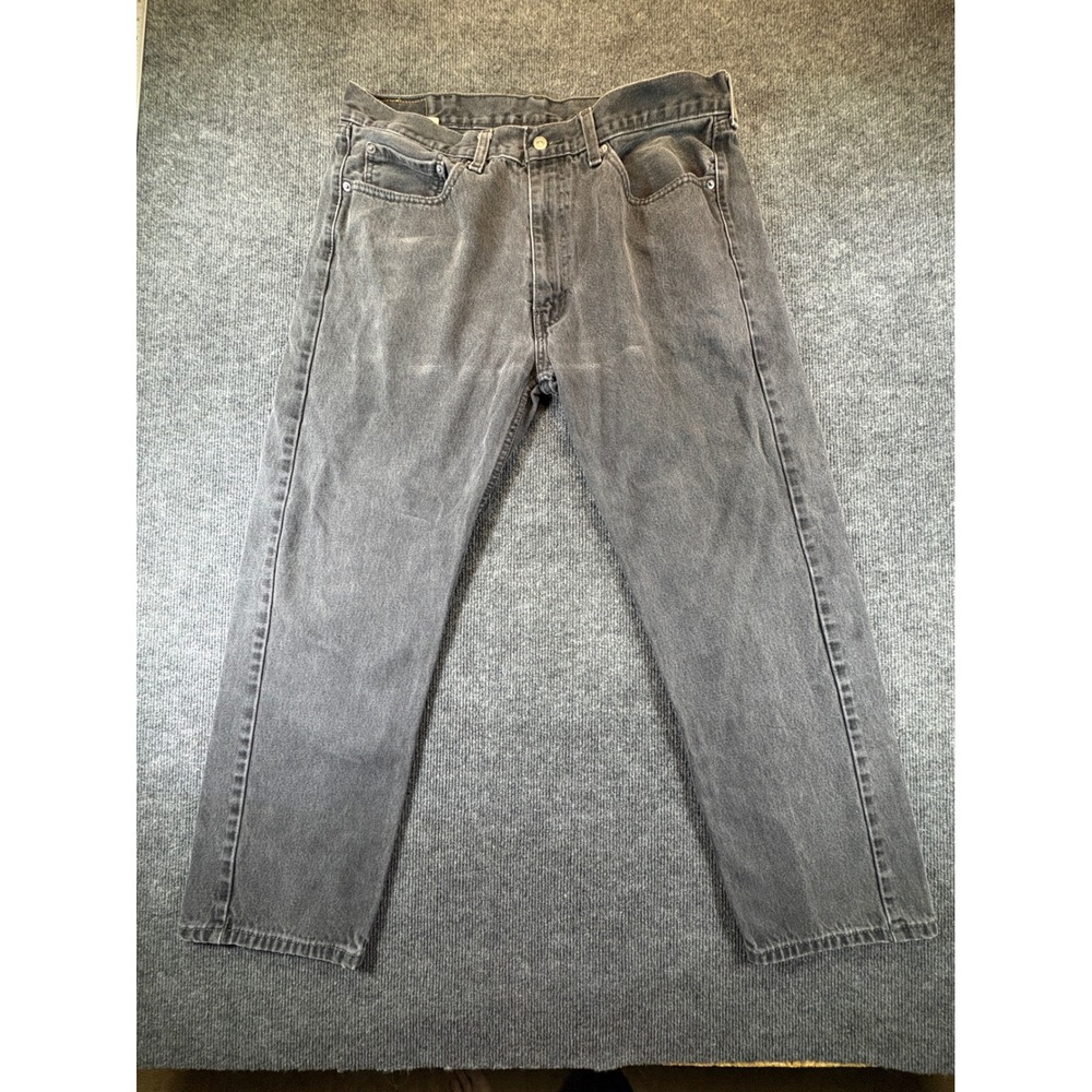 Levis 505 Regular Fit Jeans Mens 38x30 Faded Black Straight Leg Denim Pants 2780